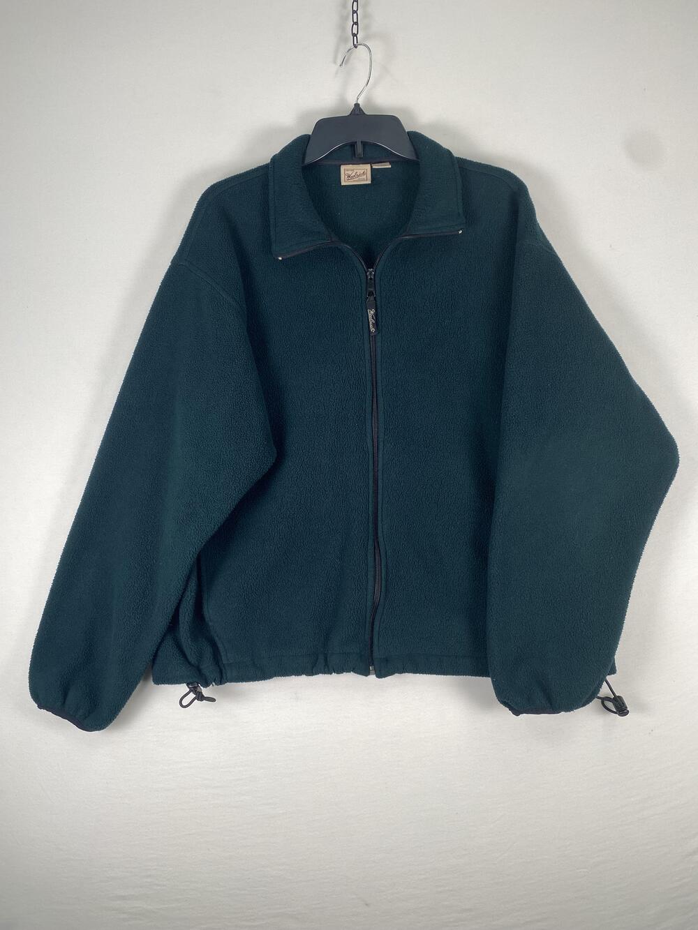 Woolrich Fleece Jacket Mens Large Green Full Zip Warm Casual Hiking Outdoor